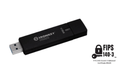 Der Kingston IronKey D500S ist der weltweit erste und einzige TAA-konforme, gemäß FIPS 140-3 Level 3 Hardware-verschlüsselte USB-Stick mit vertrauenswürdiger Lieferkette